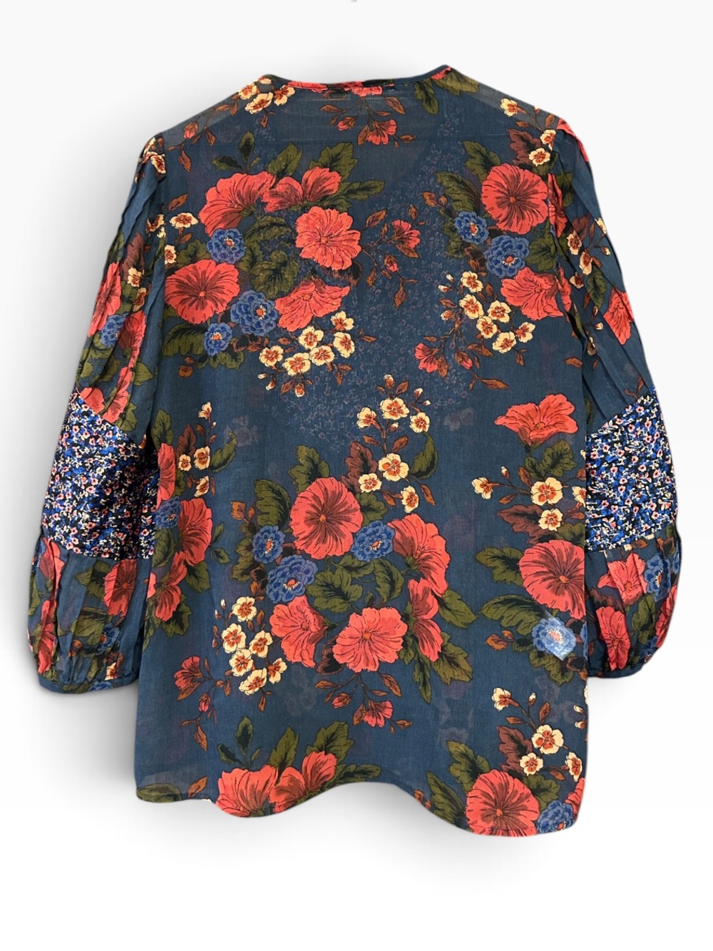 Daniel Rainn Garnet Babydoll Floral Peasant Boho Blouse Size Large - Picture 4 of 11